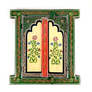 Apka Mart The Online Shop Handcrafted Wooden Jharokha Window Wall Hanging With Doors (Multicolored / 15 Inch) - For Wall Decor, Home Decor, Room Decor, Photo Frame and Gifts