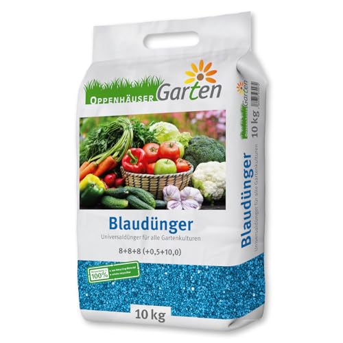 OPPENHÄUSER Blaudünger 10kg bis 150m² - Dünger für Obst, Gemüse und robuste Pflanzen, optimale Nährstoffversorgung, langanhaltende Wirkung