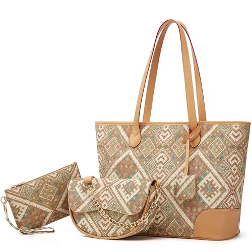 Image of Women Fashion Synthetic Leather Handbags Tote Bag Shoulder Bag Top Handle Satchel Purse Set