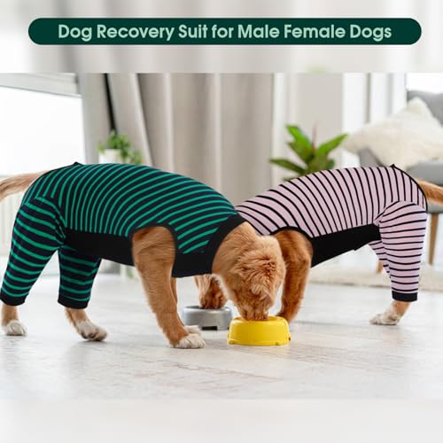 Image of Kuoser Dog Recovery Suit with Anti Licking Rear Leg Sleeve, Pink M | Abdominal Dog Surgical Suit with Pants Cover Protect Wounds, Dogs Elbow Protector Soft Pet Surgery Onesie Cone Alternative