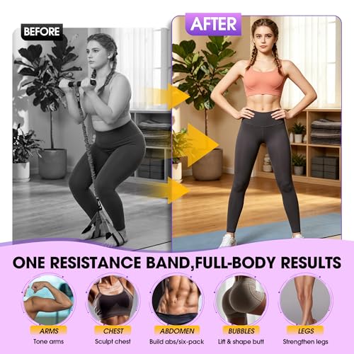 Image of Upgraded Pedal Resistance Band with Handle, 3-Tube Adjustable for Workout