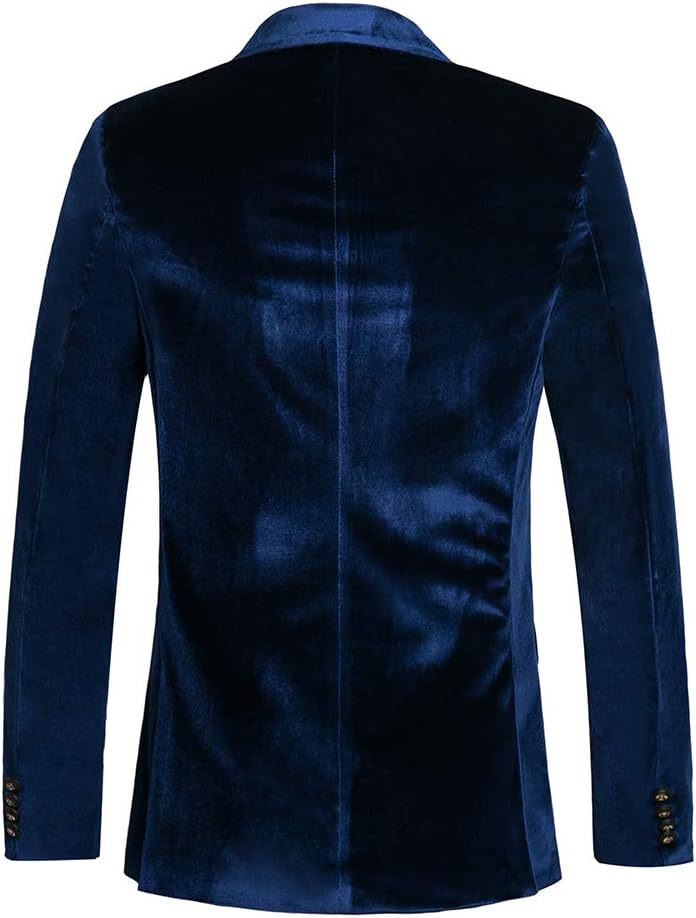 THWEI Mens Velvet Blazer Sport Coat Tuxedo Jacket for Prom Wedding Party Dinner - Image 2