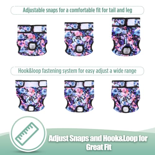 Image of wegreeco Female Dog Diapers, Washable Reusable Pet Puppy Doggie Diapers for Small Medium Large Female Dogs in Heat Period, Doggy Period Panties, 5 Pack, X-Large, Lilies Pattern