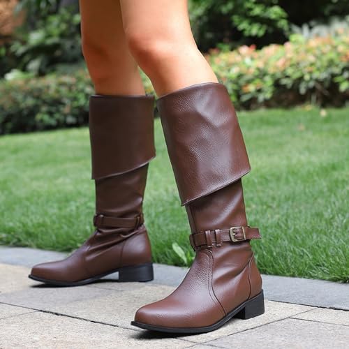 Bottes hautes sans douleur aux pieds en grande taille avec boucle chic