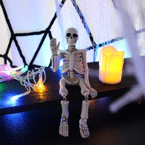 Realistic Funny Halloween Skeleton Decorations Skull Figurine Home Decor (White) - image 4