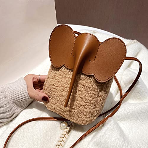 Women Fashion Elephant Plush Phone Shoulder Bag Cute Animal Elephant Purse Crossbody Bag2