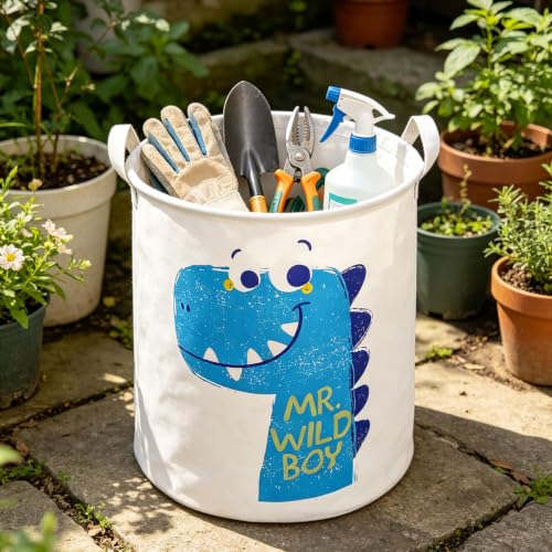 Image of 19.7 inch Dinosaur Laundry Basket,Waterproof Clothes Hamper,Collapsible Storage Bin(Dinosaur)