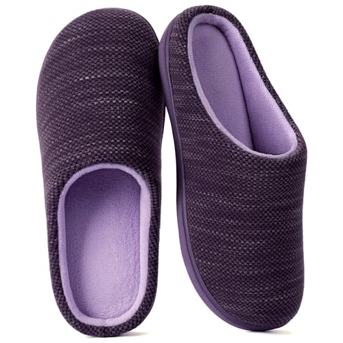 RockDove Pantofole da Donna in Maglia Birdseye con Memory Foam, 40/41 EU, Melanzana
