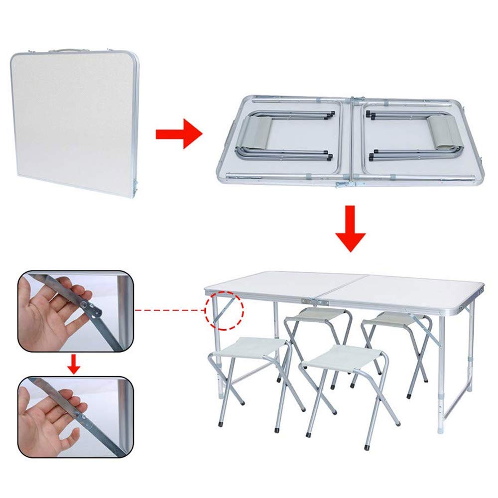 BAKAJI Set Tavolo Pieghevole 120x70 cm con 4 Sgabelli da Pic Nic per Campeggio Spiaggia