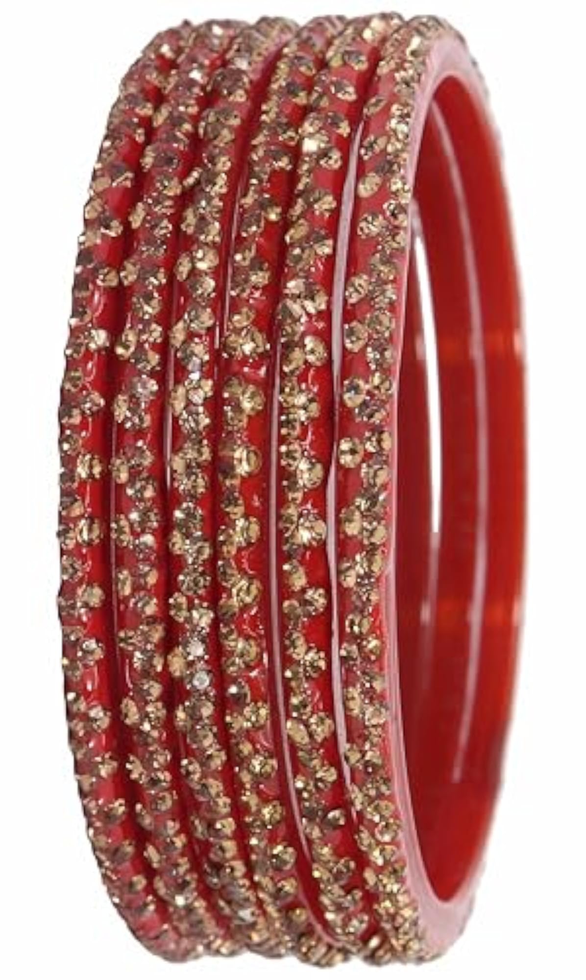 Stylish Glass Bangle Set Maroon Stone
