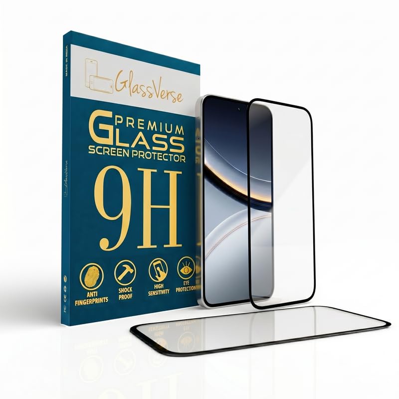 Image of GlassVerse 9H Gorilla Tempered Glass for Poco F7 5G | HD Clarity Screen Protector, Ultra Strong 9H Protection, Edge to Edge, Case Friendly, Hassle-less Installation Kit Included. (Pack of 1)