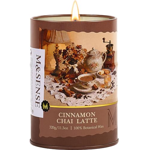 Image of M&SENSE Cinnamon Chai Latte Scented Soy Fall Candles, 11.3 oz