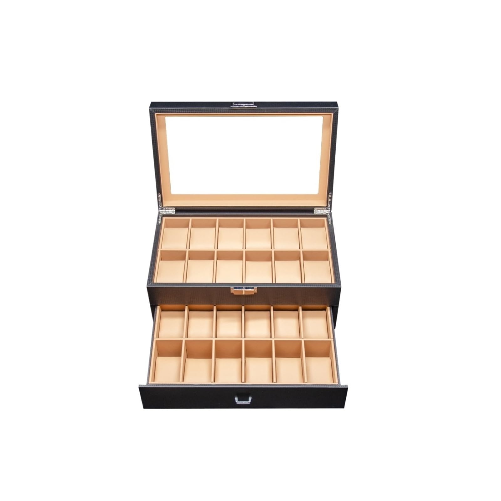 FVDZRFIE Watch Box 3 Styles Double Layer Watch Collection Decorative Box 24 Grid Universal Storage Box For Men Women PU Leather Watch Box(Color Watch Box)