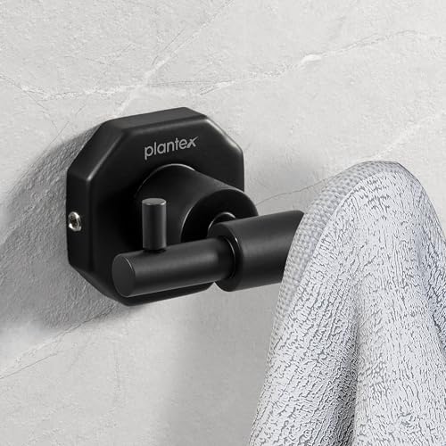 Image of Plantex 304 Grade Stainless Steel Robe Hook /Cloth Holder /Towel Hanger /Bathroom Accessories - Nipron (Black)