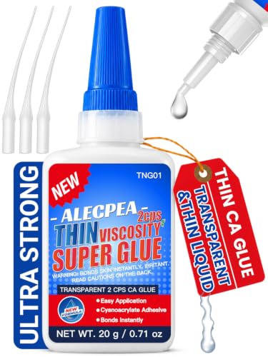 ALECPEA Thin CA Glue 20g, Cyanoacrylate Super Glue with 3 Dr...