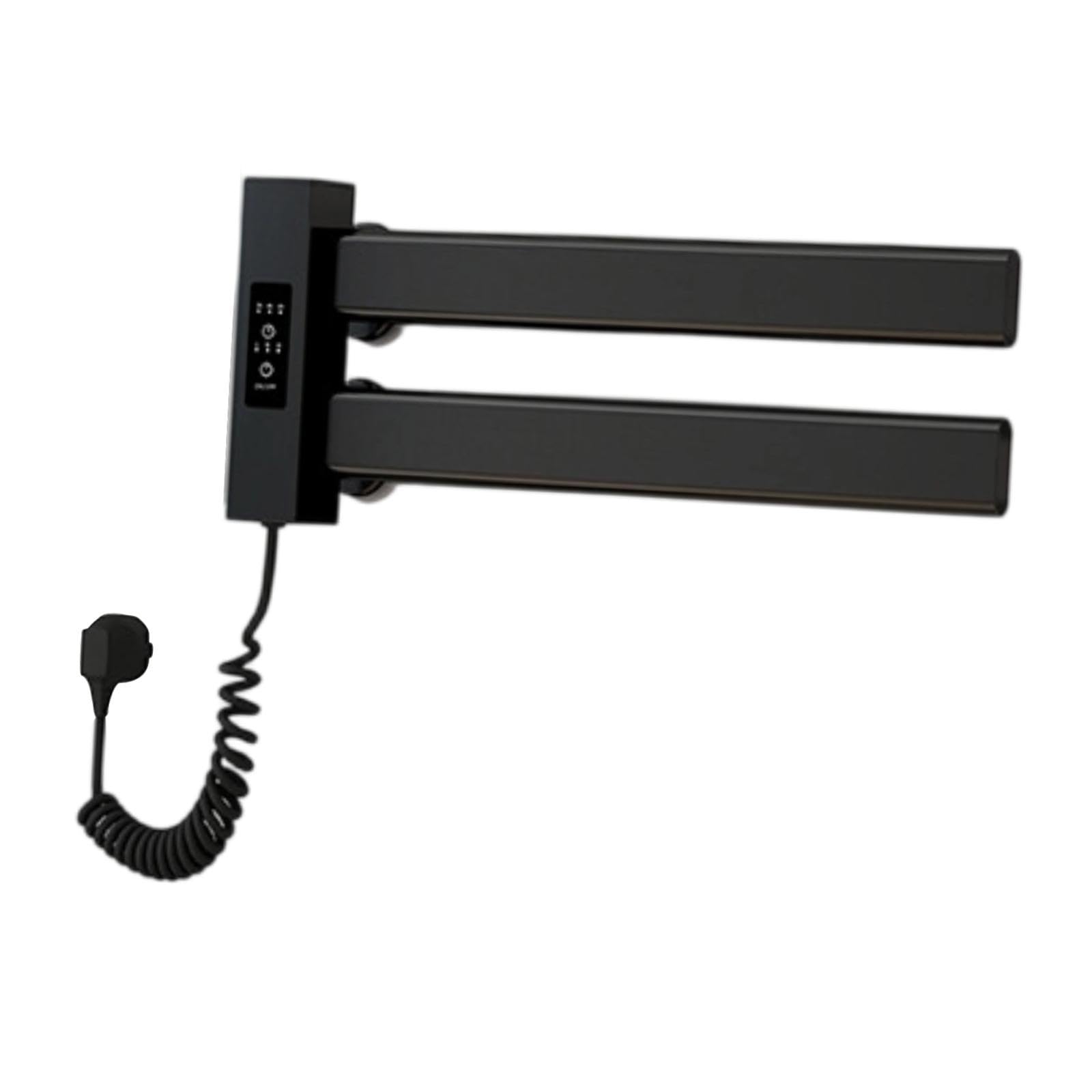 Scaldasalviette Elettrico Supporto Salviette Elettrico Doppia Barra Asciugatura Rapida Impermeabile Alluminio Adatto per Bagno Doccia Spa, Nero