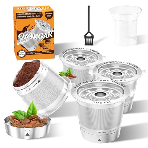 Image of 4 Pack Reusable K Cups for Keurig 1.0, not 2.0 Coffee Machine, All Stainless Steel Coffee Filter Pods for Keurig with Dosing Funnel and Cleaning Brush, No Seal Gasket, Non Plastic, Heat Safe