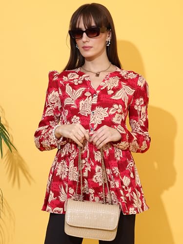 Image of Sheetal Associates Women's Top Shirt Stylish Trendy for Girls | Floral Printed Top | Lightweight Day Comfort
