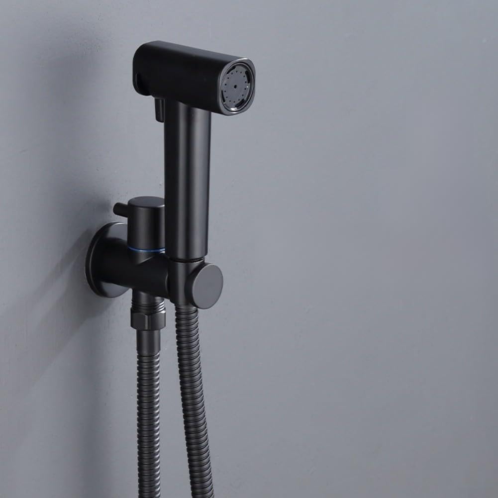 Spruzzatore WC a doppia funzione con potente getto d'acqua per l'igiene personale e la cura del bambino, design a parete (nero)