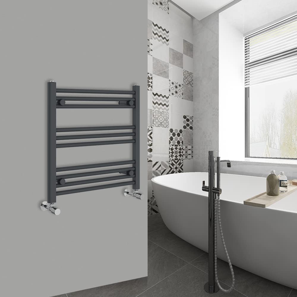 Warmehaus Straight Bathroom Heated Towel Rail Radiator Grey 600x600mm