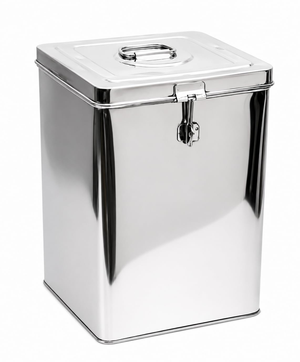 Stainless Steel Storage Container 15 Kg | Food Grade Grocery Storage Bin with Lid & Lock | Heavy Gauge Airtight Kitchen Pipa | Rust Resistant Mirror Finish | 20 × 20 × 30 cm-image-31