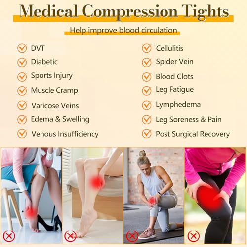 medical compression pantyhose for women men 20-30 mmhg graduated compression tights closed toe compression stockings support hose high waist compression leggings for varicose veins edema