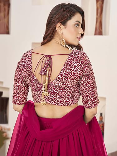 Image of Zeel Clothing Women's Sequins Embroidered Georgette New Semi-stitched Lehenga Choli Set With Dupatta (50666-Womens-Lehenga-Choli-Latest)