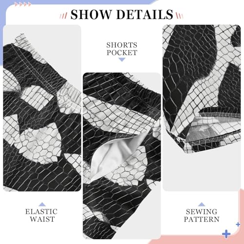 Black White Snake Skin Scales Boys Long Pants Soft Trousers Elastic Waist Relaxed Fit Sweatpants Athletic Sports Pant L4