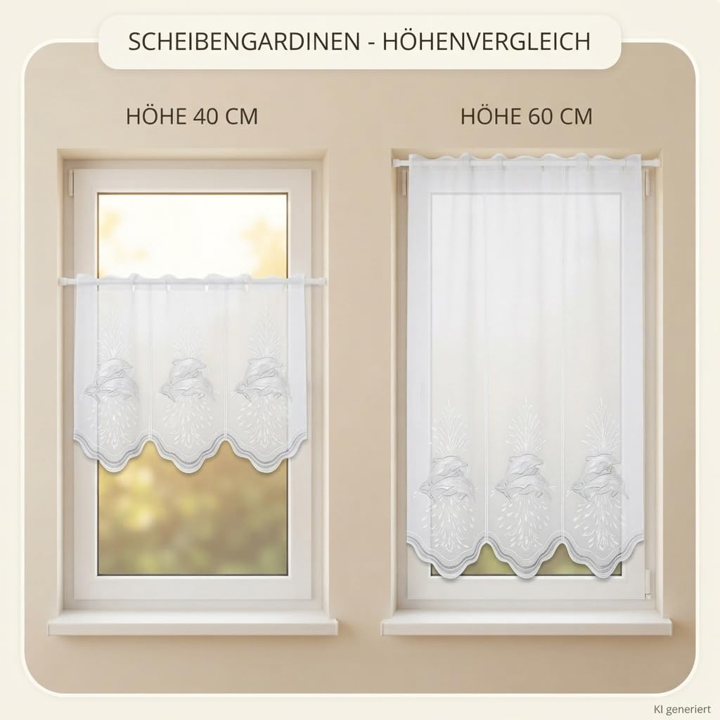 Scheibengardine Delfine Weiß-Grau | blickdichte Badgardine | HxB 60x160 cm
