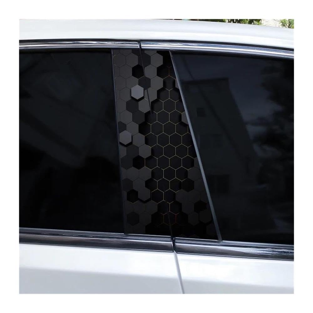 Decorative Items 2pcs Hexagon Image Stickers Car B-Pillar Vinyl Stickers DIY Car Door Pillar Stickers(E)
