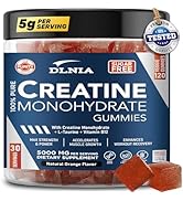 DLNIA 120 Creatine Monohydrate Gummies for Men & Women, Vegan-Friendly, Sugar-Free, & Tasty Chewa...