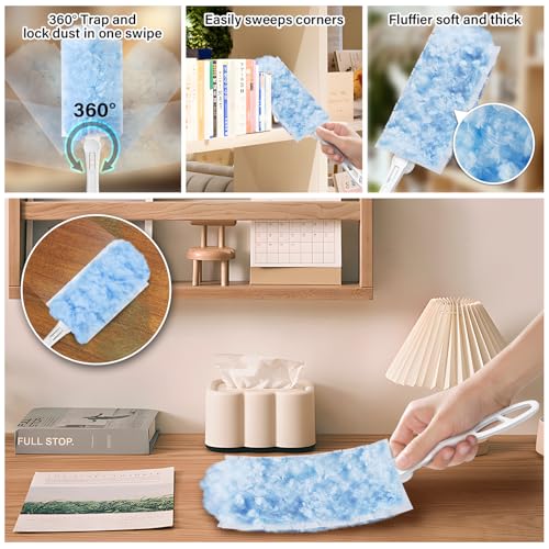 Image of Compatible Duster Refills for Swiffer,360 Heavy Duty Disposable Microfiber,20 Count with 1 Foldable Handle,Ergonomic Design, Efficient Cleaning for Home,Offices,Schools and Commercial Spaces