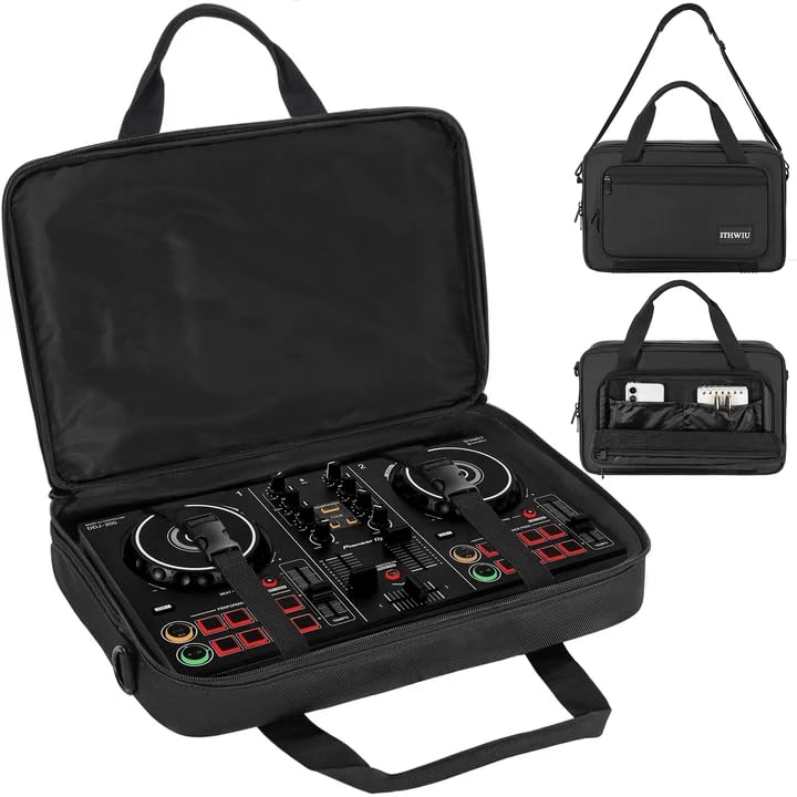 DJ Carrying Case Fits DDJ 200, ddj-wego3, AKAI MK3, Native Maschine Mikro Mk3, Hercules DJ Control Inpulse 200, Numark Party mix, Multi-FX pedals, line 6 helix floor, 16 x 10 x 2.5 Inch, Black