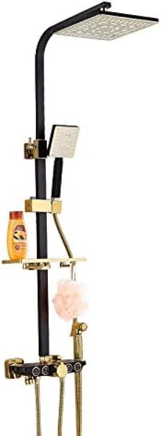 Luxury Brass Gold Black Painting Bathroom Bathtub Faucet Handheld