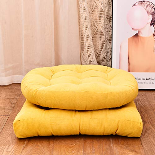 image for HIGOGOGO Round Solid Color Floor Pillow, Tufted Meditation Pillow for 