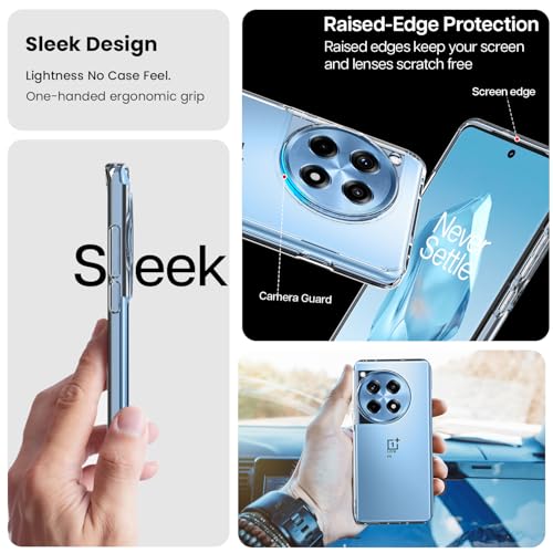 Image of KAPAVER Hybrid Crystal Clear Back Cover Case for OnePlus 12R | Protective Shockproof Hard PC Soft Flexible TPU Cover