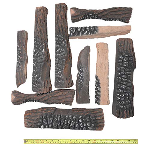 Stanbroil Large Ceramic Gas Logs, 10 Piece Set Of Decoration Ceramic Wood Logs For All Types Of Ventless, Gel, Ethanol, Electric,Gas Inserts, Propane, Indoor Or Outdoor Fireplaces & Fire Pits #TOP2