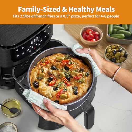 Image of Air Fryer Oven, 6.3Qt Airfryer, 8 Smart Presets for Roasts, Bakes, Broils, View Window, Quick & Oil-Free Healthy Meals, SHAKE Reminder, Recipes, Air Fry Fit for 4-8 People-CT03, Black AA