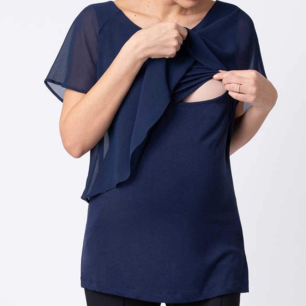 Maglia Allattamento Blusa Maglie Manica Corta T Shirt Premaman Maglietta Magliette Gravidanza Maniche Corte Abbigliamento Elegante Estivo Primavera Camicie da Notte Donna