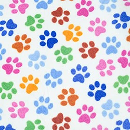 Tissu polaire imprimé au mètre 10m x 150cm motif pattes pour couverture