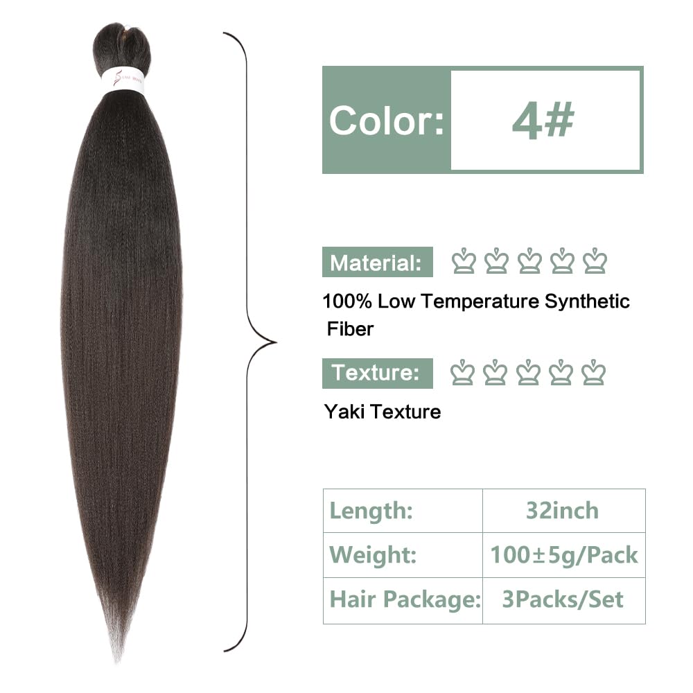 YDDM Capelli Per Treccine Africane Marrone Extension Treccine Texture Yaki Easy Install per Principianti 32 Pollici 3 Pezzi Capelli Leggeri e Naturali per Box Braids, Twist e Crochet