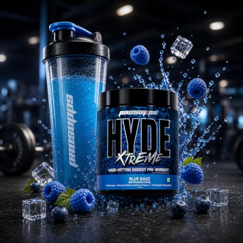 Image of HYDE Xtreme - Hard Hitting Energy Pre Workout Supplement | Caffeine, Beta-alanine, Creatine HCl, L-arginine | For Muscle Pump, Vascularity, Strength and Focus | 15 servings (Blue Razz)