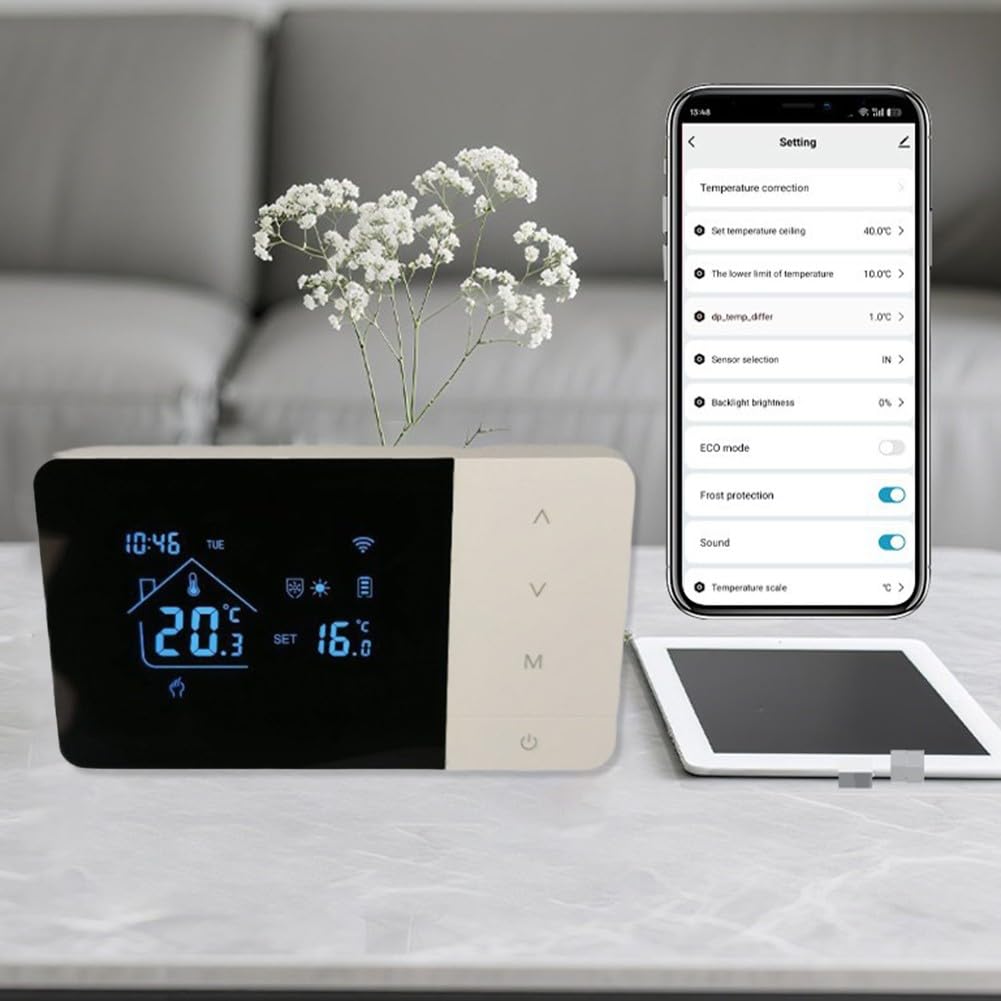 ZYWUOY Termostato inteligente R11, controlador de caldera inalámbrico, temporizador de calefacción WiFi, regulador de temperatura programable semanal con control de aplicación para ahorro de energía