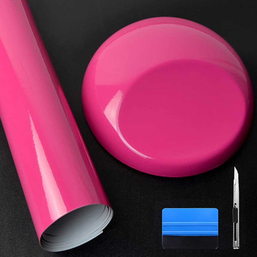 NewL Hochglänzende Vinylfolie, selbstklebend, Luftablassblase, für den Außenbereich geeignet (rosarot, 50cm x 152cm)