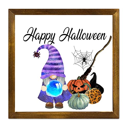 Cadre en bois décoratif nain citrouille Halloween pour une finition raffinée