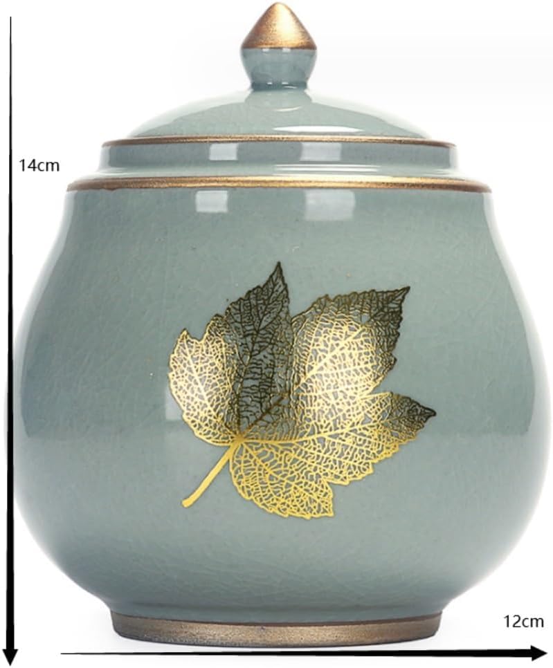 Słoik imbirowy, dekoracyjny, starożytna chińska porcelana, ceramiczny słoik na świątynię z zamkniętymi pokrywkami, do domu, kuchni, jadalni, słoik do przechowywania (rozmiar: 12 x 14 cm, kolor: A)