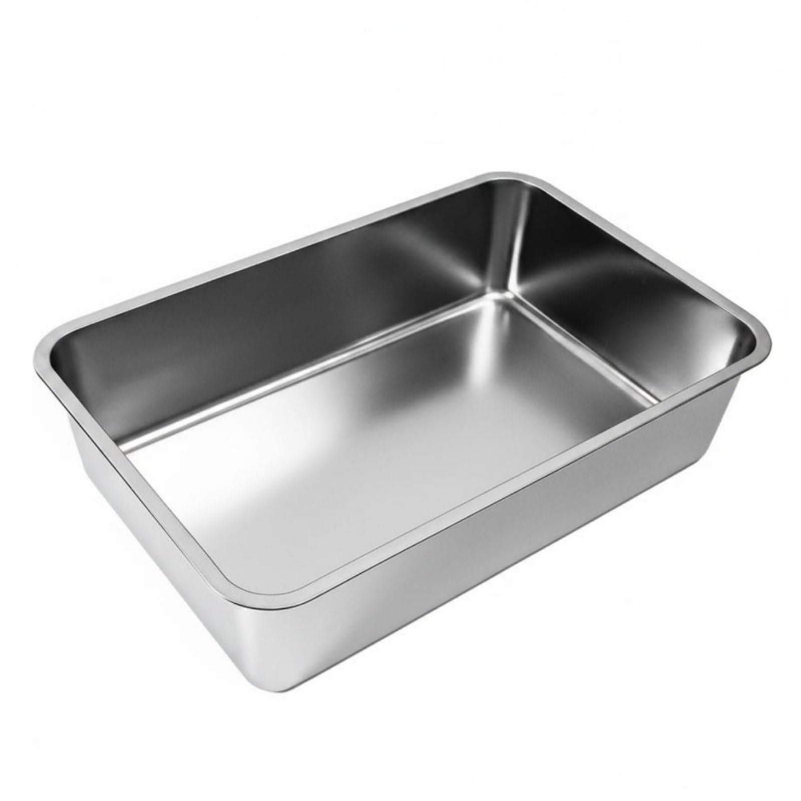 Contenitore Industriale Cassetta Igienica per Gatti Grande in Acciaio Inossidabile con Bordi Rialzati Superficie Liscia Facile da Pulire Adatta a, Grande 60x40x15cm, Acciaio Inossidabile 201