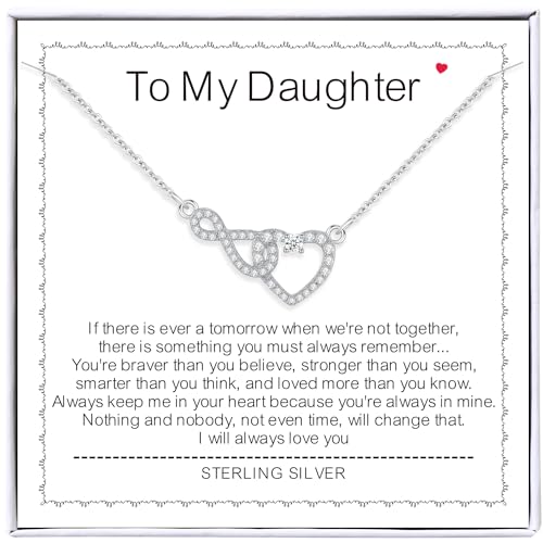 Daughter Gifts from Dad - Sterling Silver Heart Infinity Necklace for Daughter Christmas Gifts Daughters Necklace