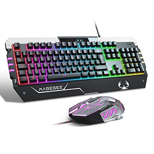 Anivia Combo de Teclado y Mouse USB RGB Gaming, Juego de Teclado y Mouse retroiluminado GT817 104 Key Rainbow, Teclado de computadora Mouse USB con Cable para Jugadores de PC con Windows