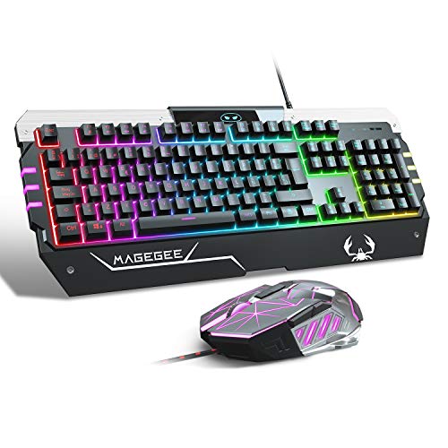 Teclado para Juegos RGB Juego de Teclado y Mouse para Juegos Retroiluminación LED RGB Optimamente Programable para PC PS4 Mac Xbox One Packs de Teclado y ratón QWERTY Español